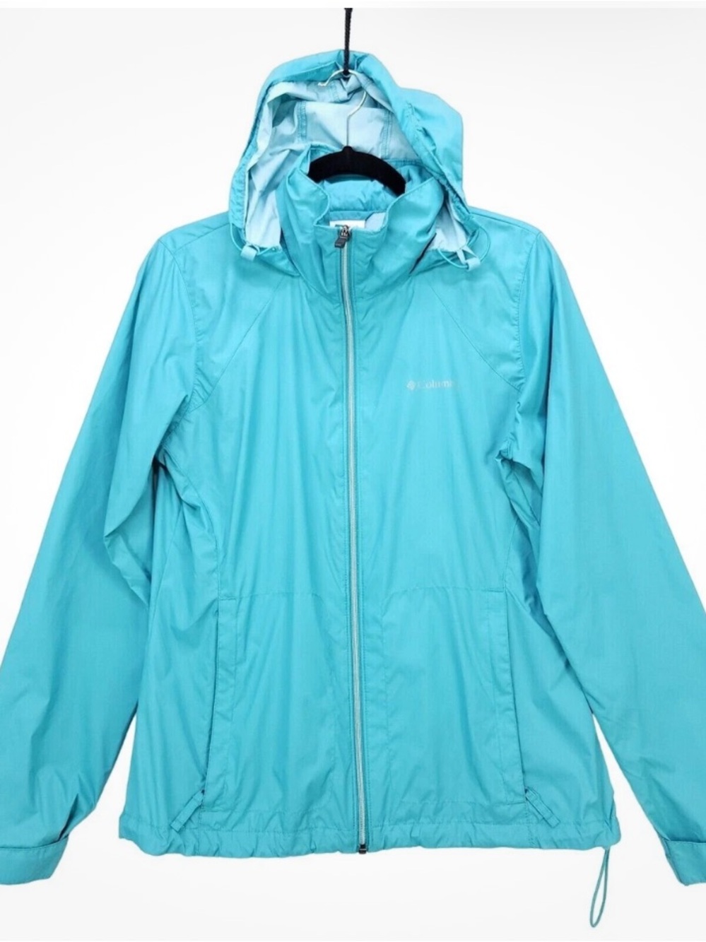 Columbia Lightweight Hooded Rain Coat Windbreaker - Teal Blue